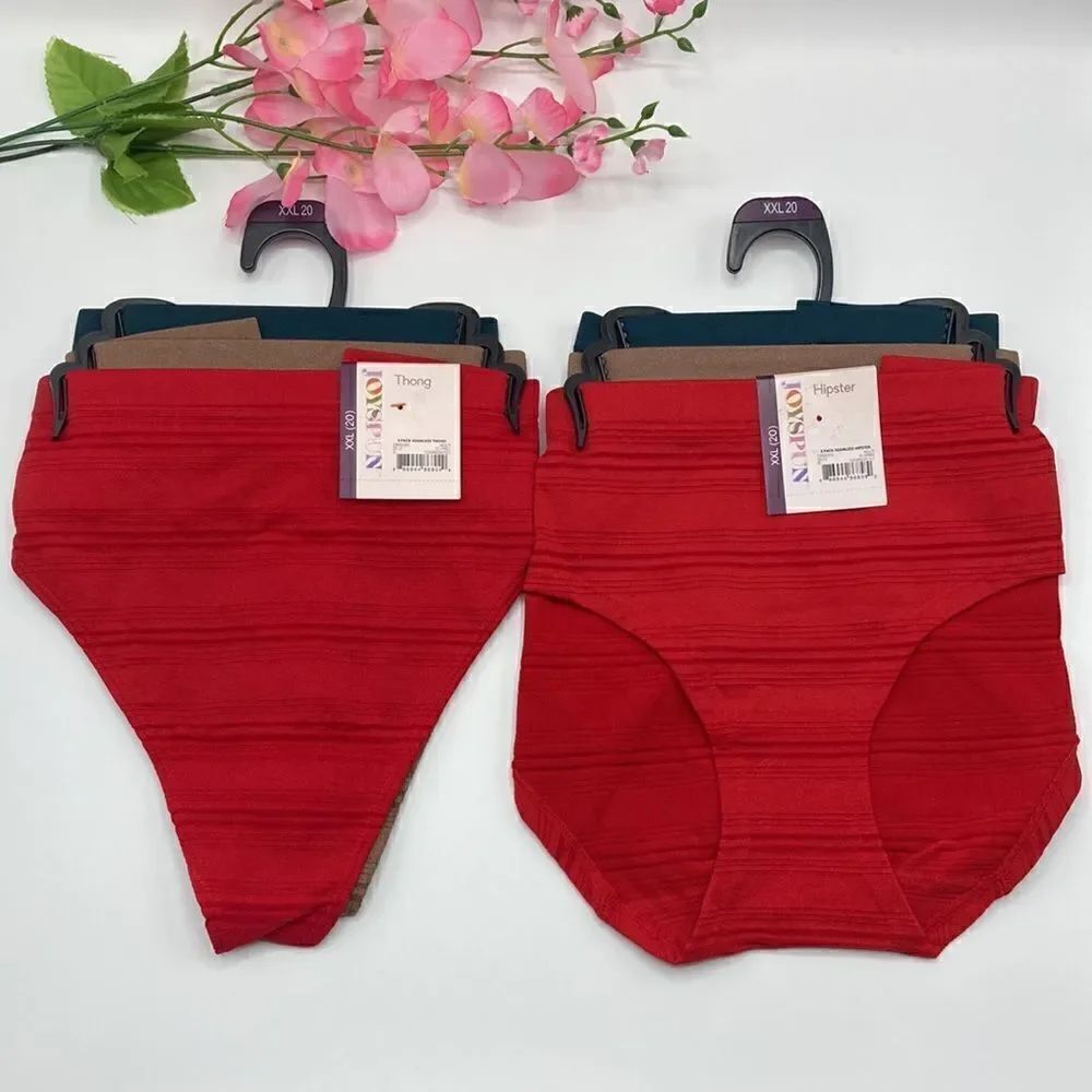 Women’s Seamless Sheer Stripe Thong & Hipster Panty 2, 3-Packs Size XXL (20)